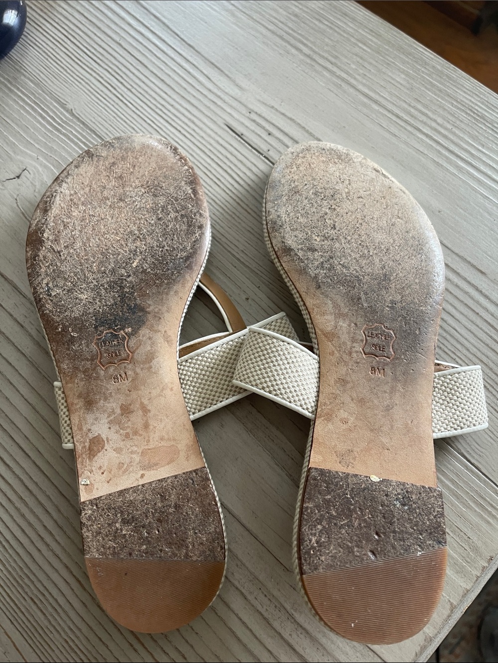 Tory Burch Cream Woven Thong Sandals with Gold Logo Accent - Picture 3 of 5